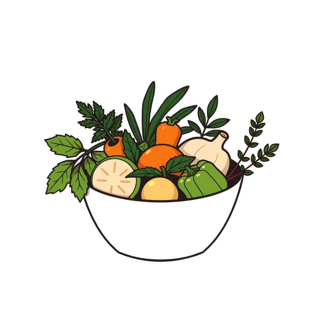 Icône représentant des ingrédients naturels frais