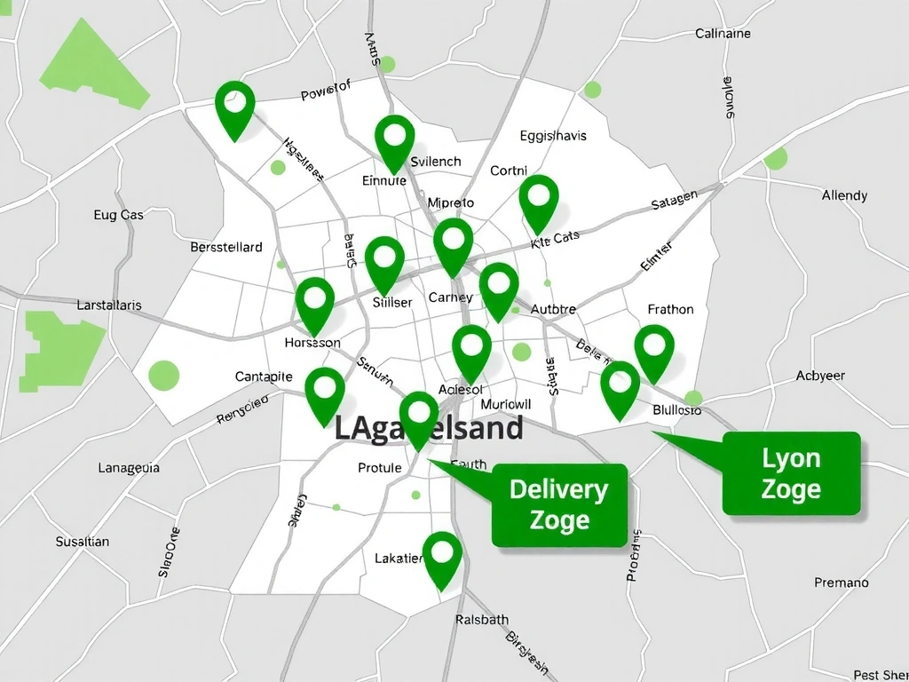 Carte illustrant les zones de livraison de Lyonchefcx